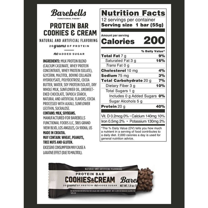 Barebells Protein Bar Cookies & Cream (1 bar)