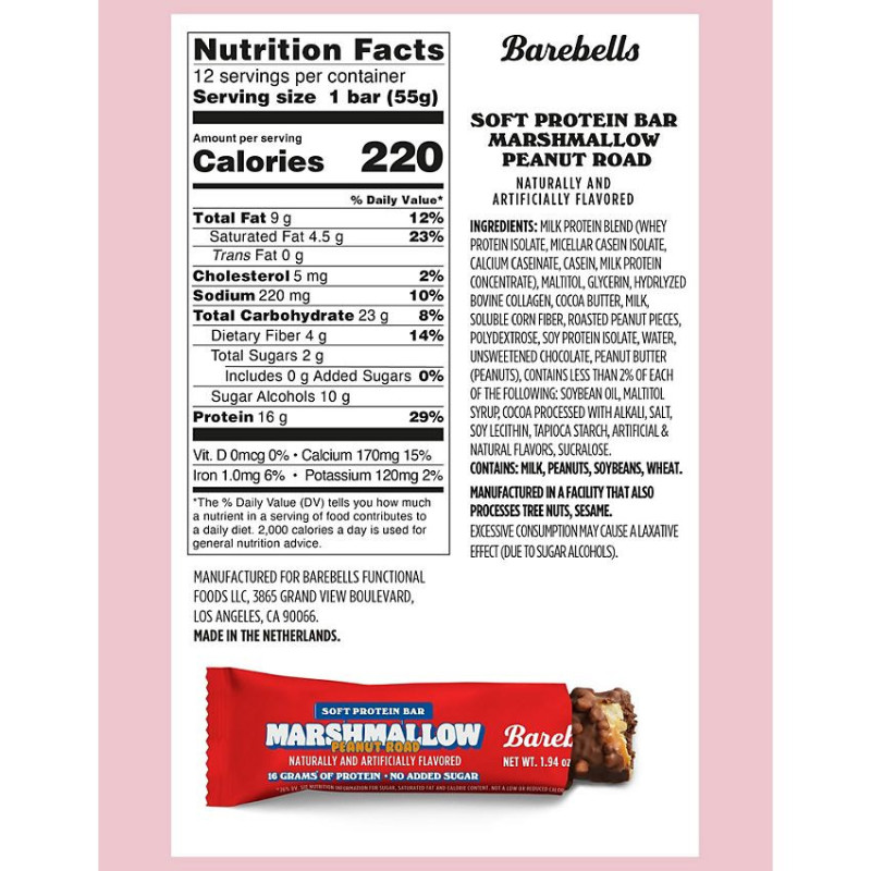 Barebells Protein Bar Marshmallow Peanut Road (1 bar)