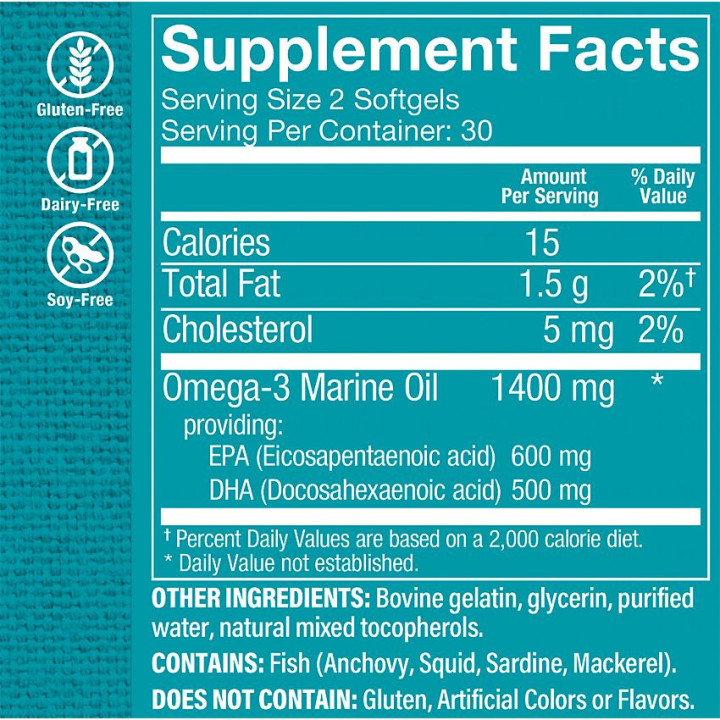 High Potency Omega-3 Mini EPA DHA 1400 mg (60 mini softgels)