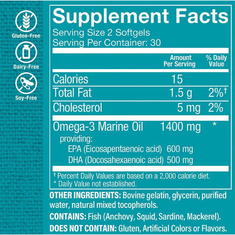 High Potency Omega-3 Mini EPA DHA 1400 mg (60 mini softgels)