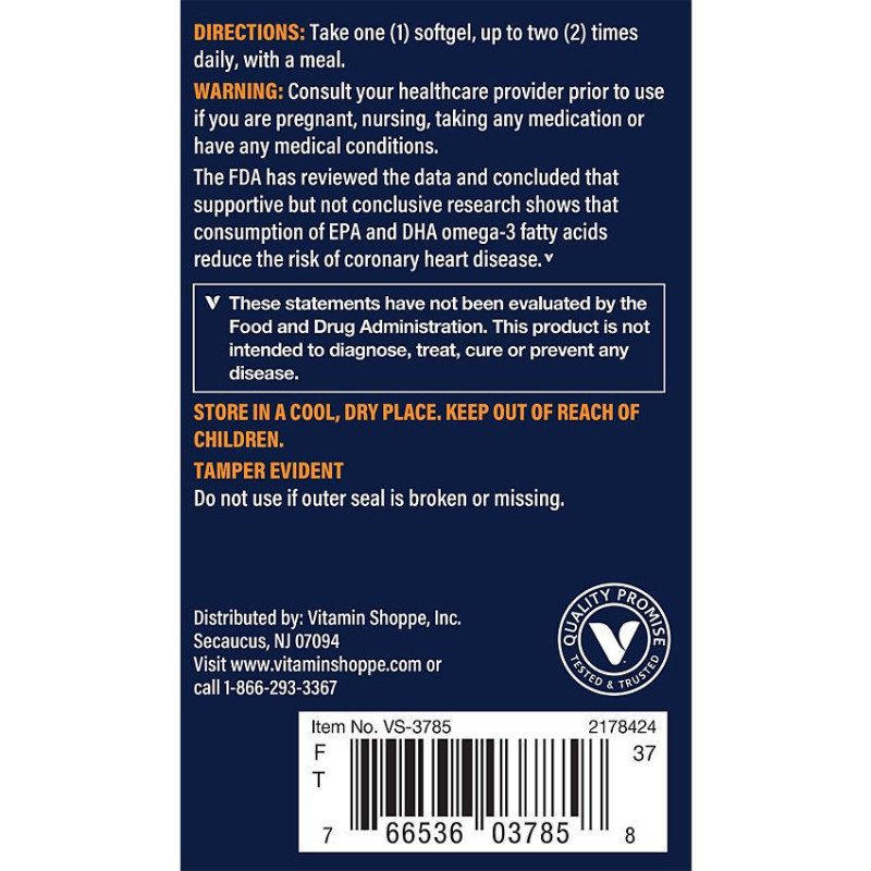 Vthrive Premium Omega-3 Fish Oil EPA DHA 1060 mg w/ Vitamin D3 (120 soft)