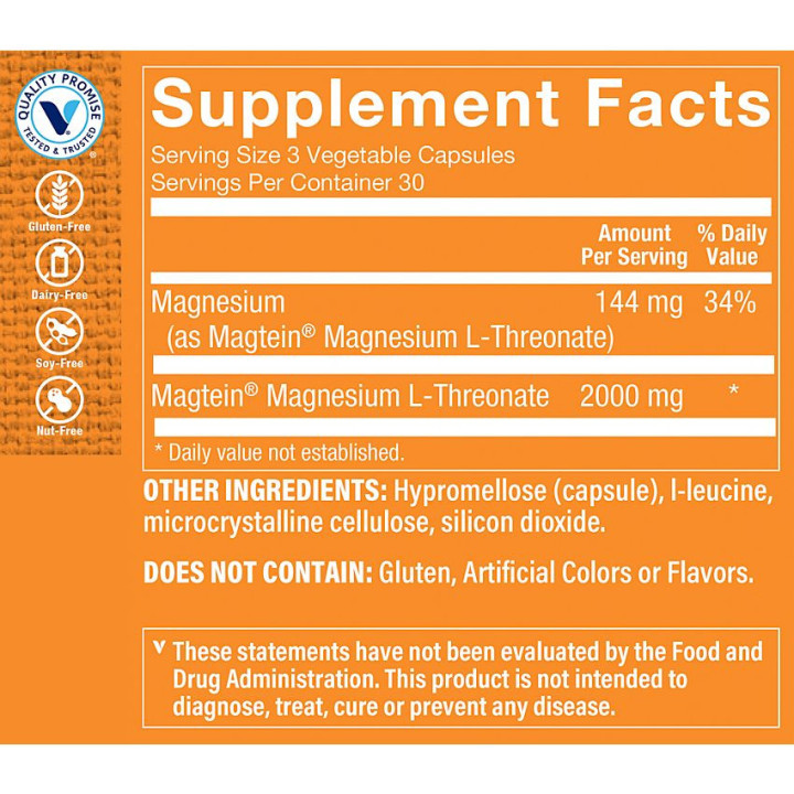 Magnesium L-Threonate 144 mg (90 veg cap)