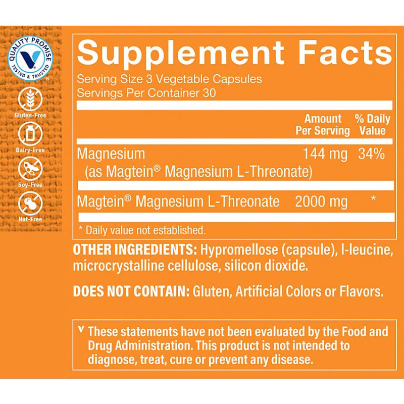 Magnesium L-Threonate 144 mg (90 veg cap)