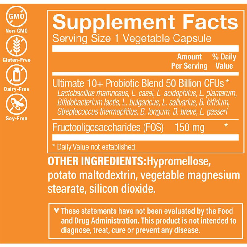 Ultimate 10+ Probióticos 50 Billones (60 veg cap)