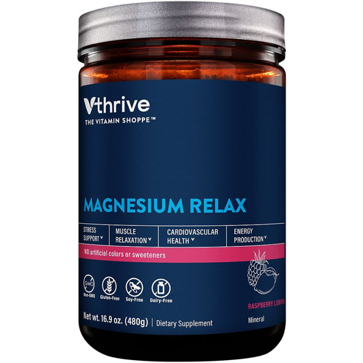 Vthrive Magnesium Relax Powder Raspberry Lemon (100 serv)
