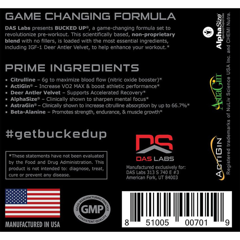 Bucked Up Pre-Workout Blue Raz (30 serv)