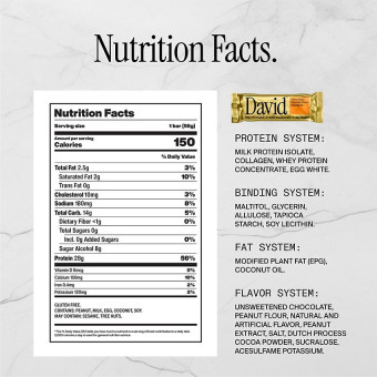 David Protein Bar Peanut Butter Chocolate Chunk (1 bar)