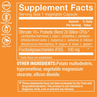 Ultimate 10+ Probióticos 20 Billones (60 veg cap)