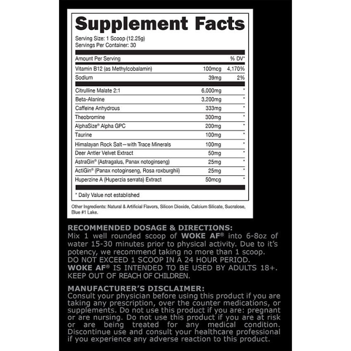 Woke AF Pre-Workout Rocket Pop (30 serv)