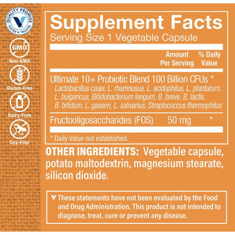 Ultimate 10+ Probióticos 100 Billones (30 veg cap)