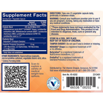 GLP-1 Support Synbiotic Probiotic 50 Billion (30 veg cap)