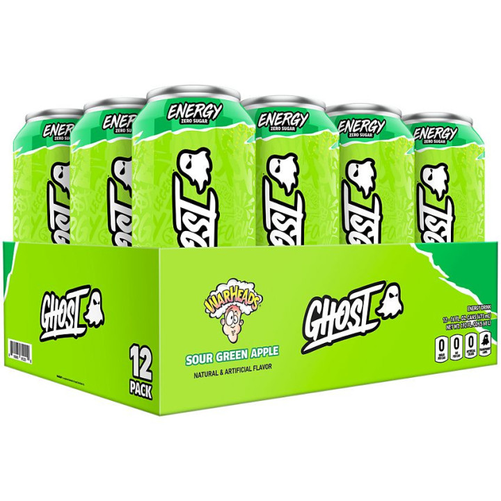 Ghost Energy Drink Zero Sugar Sour Green Apple (16 fl oz)