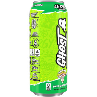 Ghost Energy Drink Zero Sugar Sour Green Apple (16 fl oz)