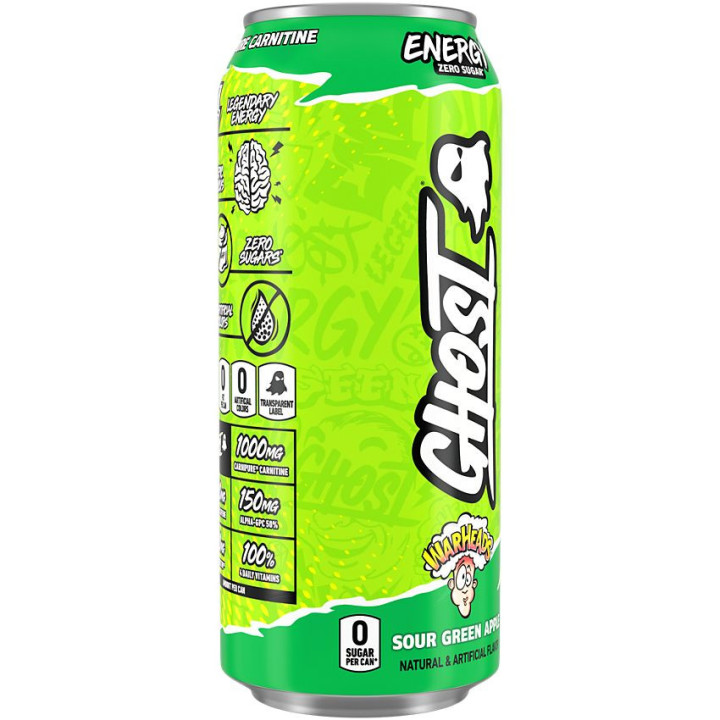Ghost Energy Drink Zero Sugar Sour Green Apple (16 fl oz)