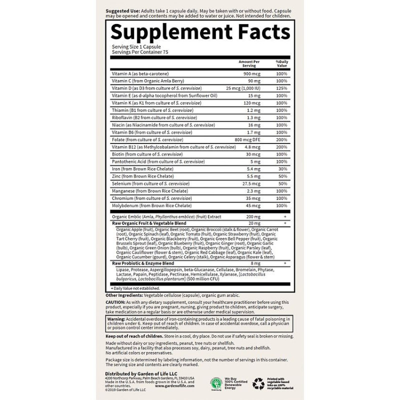 Vitamin Code Multi Raw One Women (75 veg cap)