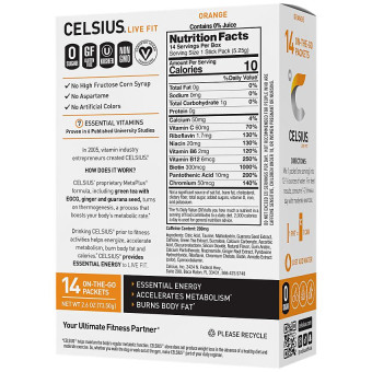 Celsius Powder Drink Mix Orange (14 packets)