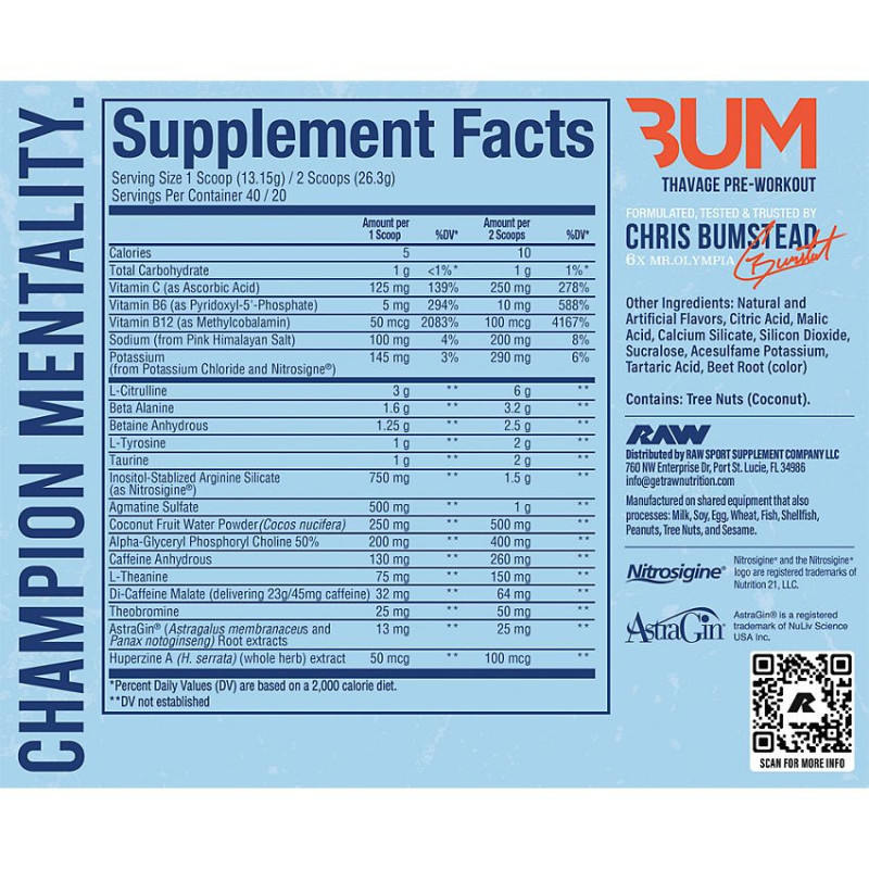 CBUM Thavage Pre-Workout 4 Peat 1.1 lbs (40 serv)