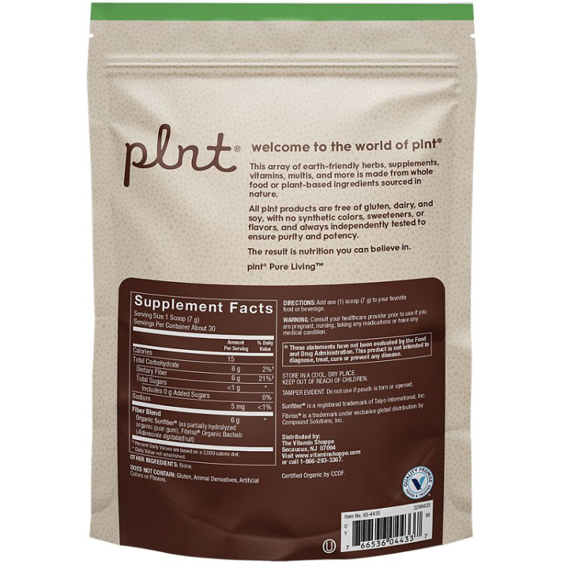 Plnt Organic Fiber Powder (30 serv)