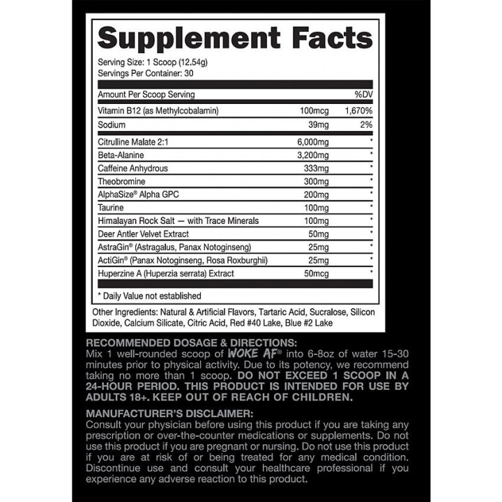 Woke AF Pre-Workout Grape (30 serv)