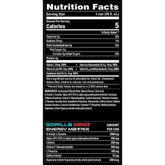 Gorilla Mind Energy Drink Black Cherry Vanilla (16 fl oz)