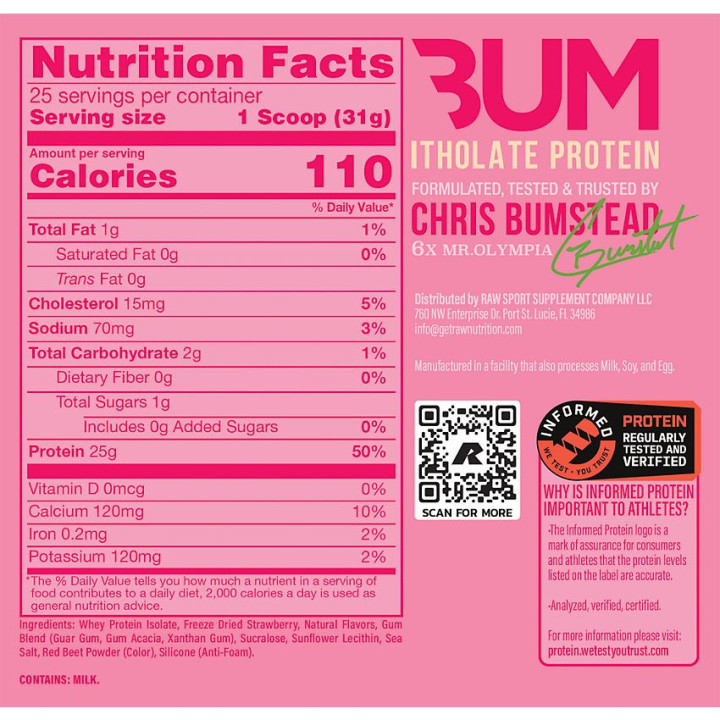 CBUM Series Itholate Protein Powder Strawberry Bumcake 1.7 lbs (25 serv)