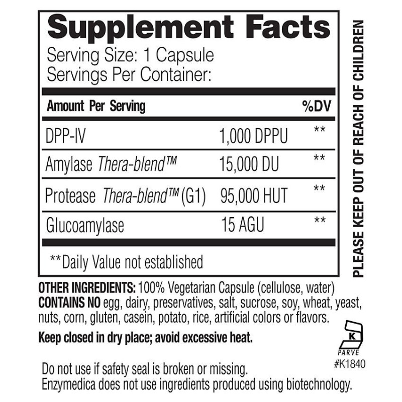 GlutenEase Enzyme Support for Gluten-Free/Casein-Free Diets (60 caps)