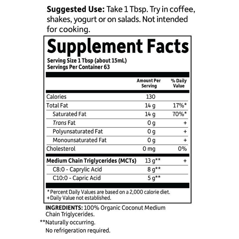 Dr Formulated 100% Organic MCT Oil Unflavored (63 serv)