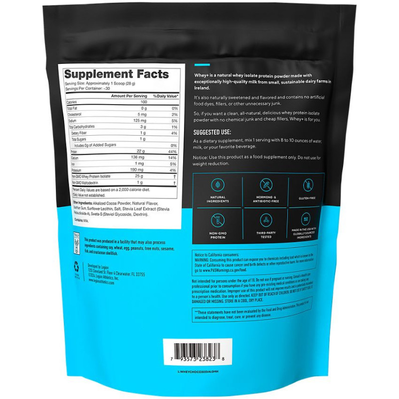 Whey+ Grass Fed Protein Isolate Dutch Chocolate 1.90 lbs. (30 serv)