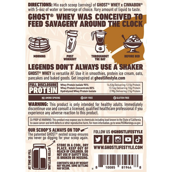Ghost Whey Protein Cinnabon  (27 serv) 2 lb