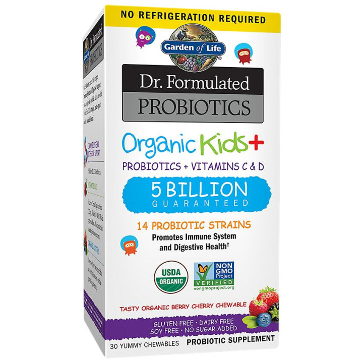 Dr Formulated Organic Kids Probiotics Berry Cherry 5 Billones (30 Chews)
