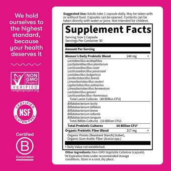 Dr Formulated Once Daily Women Probiotic 50 Bill (30 veg cap)