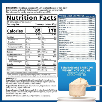 Organic Plant Based Sport Protein Vanilla (19 serv) 1.8 lb