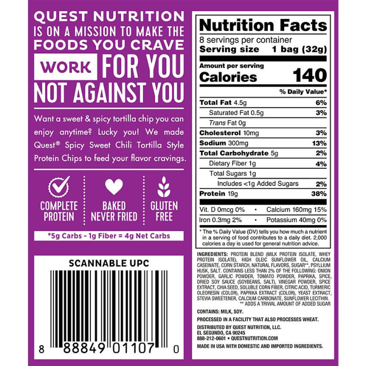 Quest Tortilla Style Protein Chips - Spicy Sweet Chili (1 bolsa)
