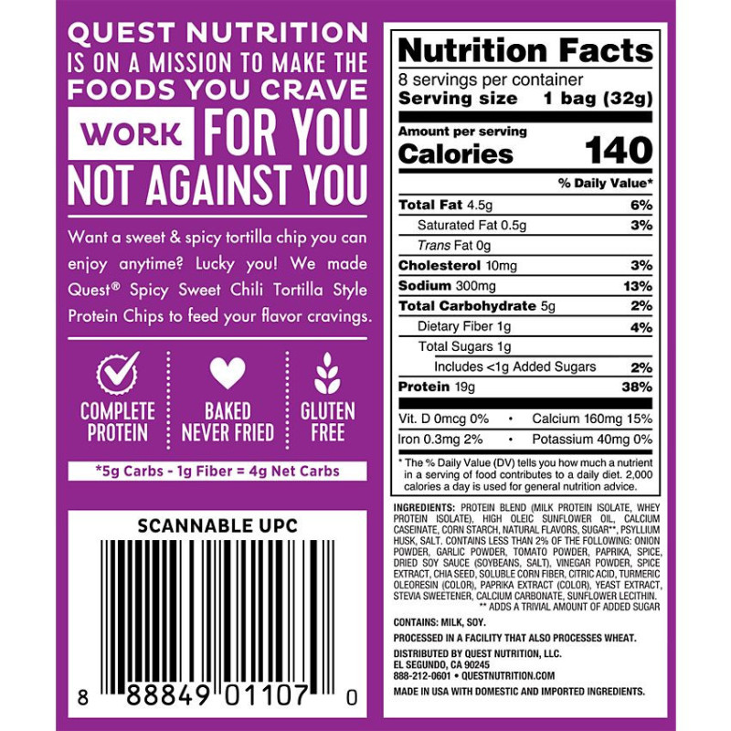 Quest Tortilla Style Protein Chips - Spicy Sweet Chili (1 bolsa)