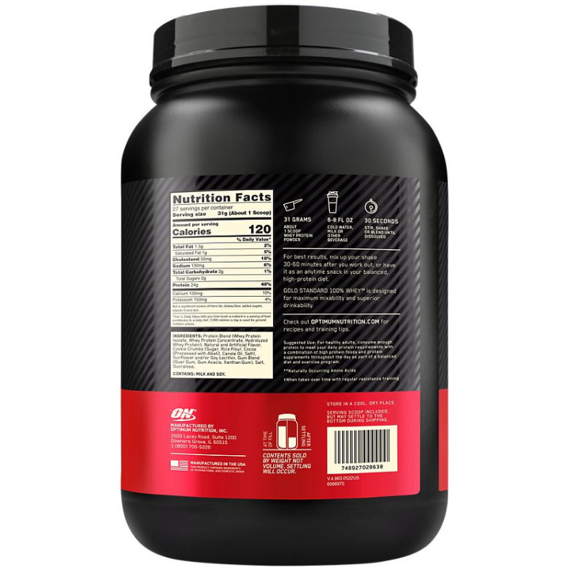 Gold 100% Whey Cookies & Cream (27 serv) 1.8 lb