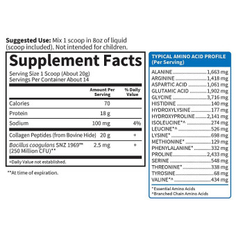 Grass Fed Collagen Peptides Powder 20g Unflavored (14 serv)