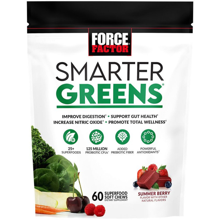 Force Factor Smarter Greens Soft Chews Summer Berry (60 Chews)