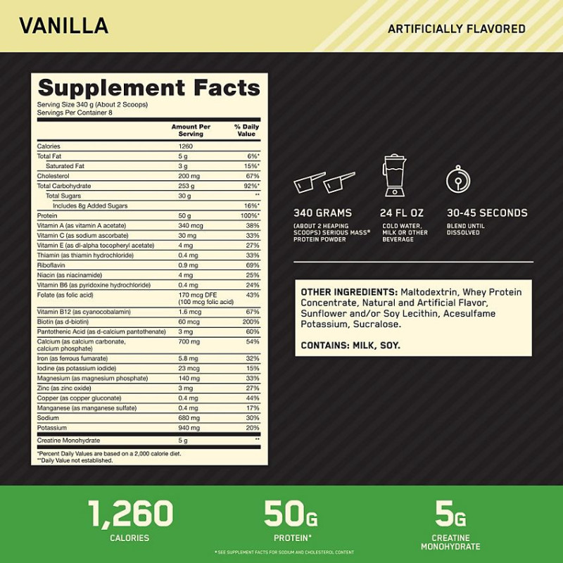 Serious Mass Vanilla (8 serv) 6 lb