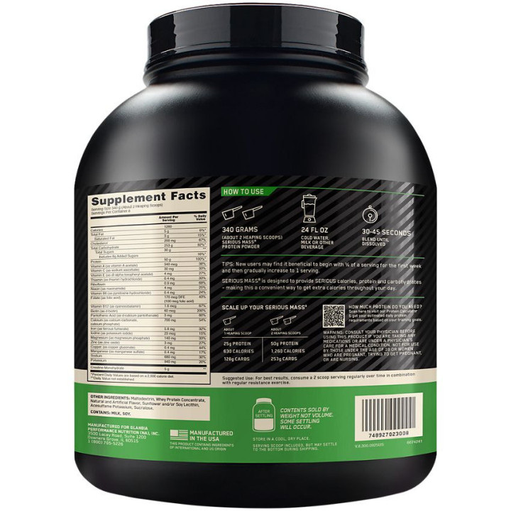 Serious Mass Vanilla (8 serv) 6 lb