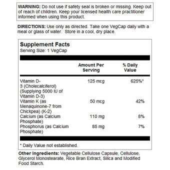 Solaray Vitamin D3 & K2 5000 IU (60 veg caps)