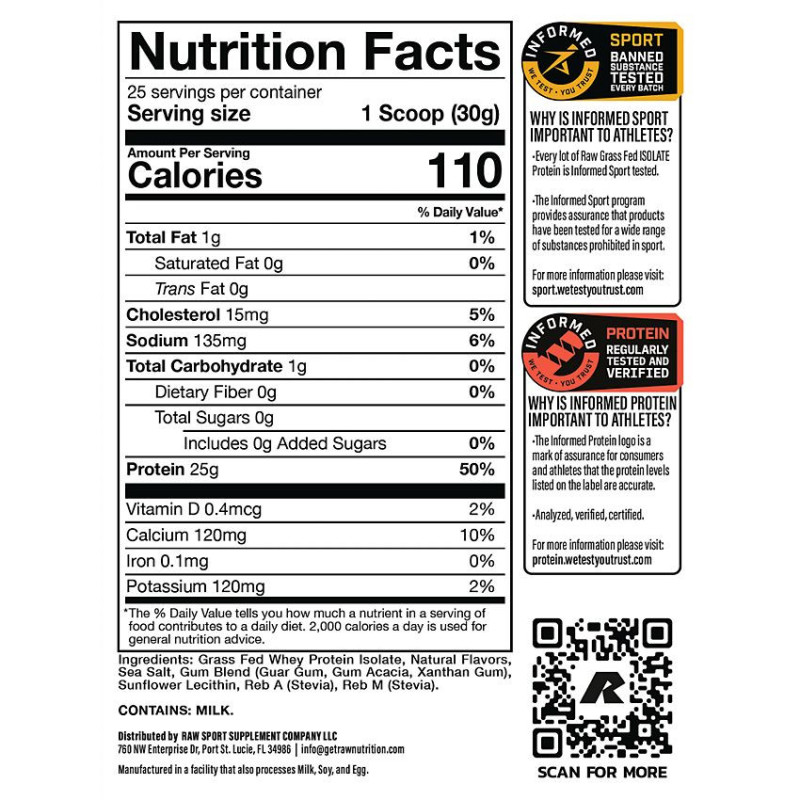 Grass Fed Whey Protein Isolate Powder - Salted Caramel (25 serv)