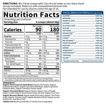 Organic Plant Based Sport Protein Chocolate (19 serv) 1.8 lb