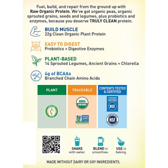 Raw Organic Plant Protein Unflavored (20 serv) 1.25 lb