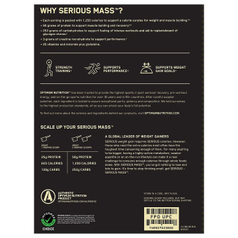 Serious Mass Chocolate (16 serv) 12 lb
