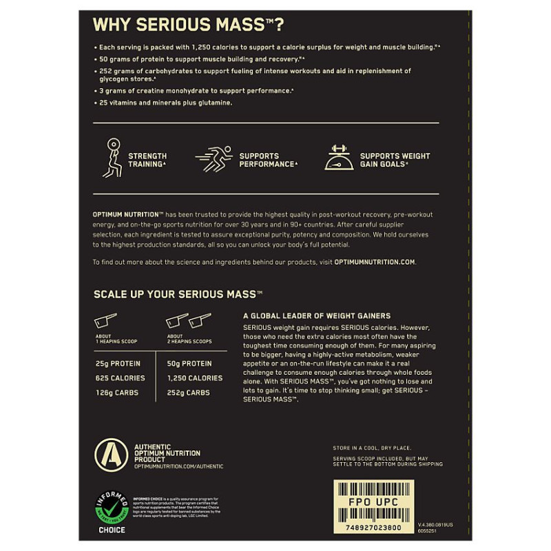 Serious Mass Chocolate (16 serv) 12 lb