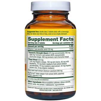 Megafood Turmeric Strength with Black Pepper & Tart Cherry (60 tabls)