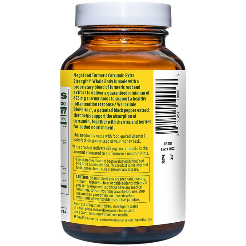 Megafood Turmeric Strength with Black Pepper & Tart Cherry (60 tabls)