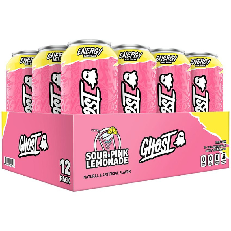 Ghost Energy Drink Zero Sugar Sour Pink Lemonade (16 fl oz)