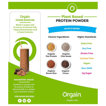 Orgain Vegan Protein Creamy Chocolate Fudge 2.03 lbs (20 serv)