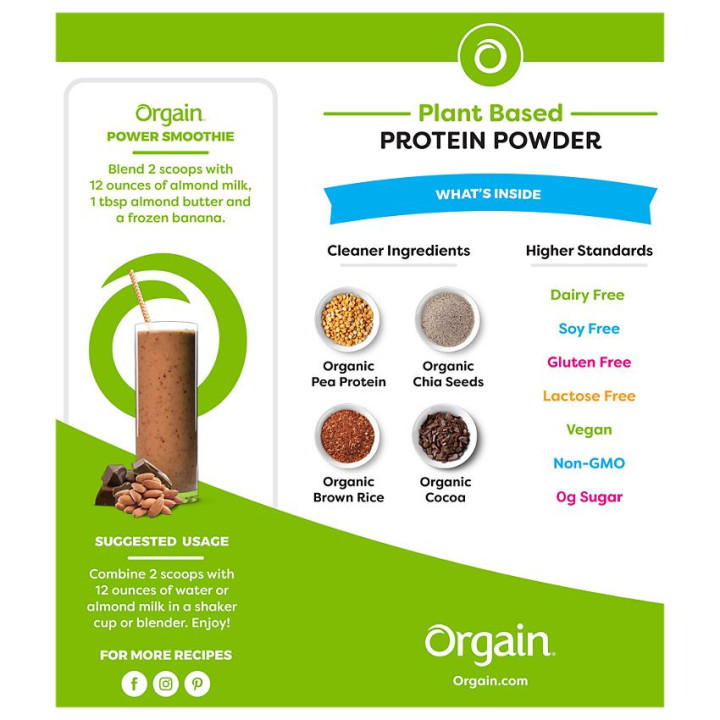 Orgain Vegan Protein Creamy Chocolate Fudge 2.03 lbs (20 serv)